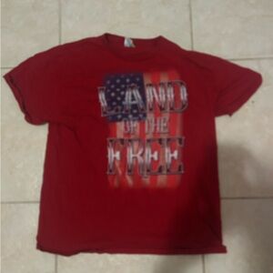 Red Land of the Free Graphic Tee American Flag